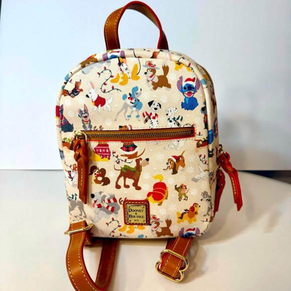 NWT. Disney Dogs Dooney & Bourke Bag - Santa Tails Backpack. Disney leather bag - Picture 2 of 16